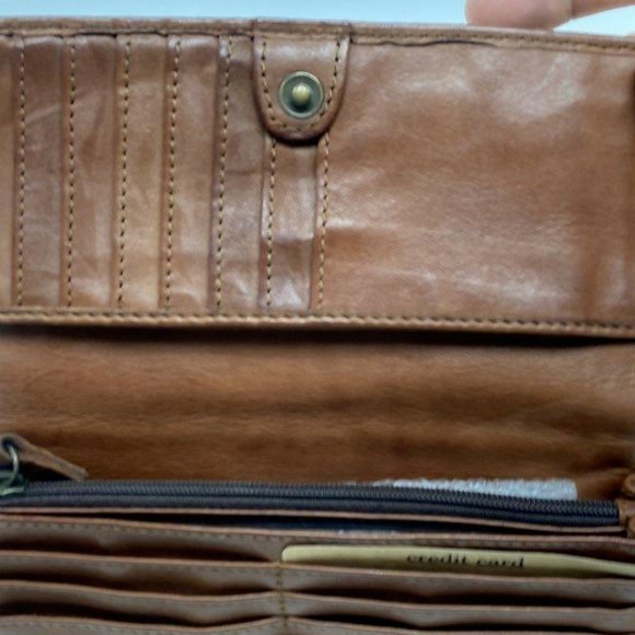 Harbour 2nd Men's Brown Pocket Size Slim Style Luja Flap Zipper Leather Wallet - Picture 3 of 5